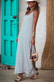 Striped V Neck Sleeveless Maxi Dress