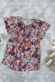 V-neck Short Sleeve Fashion Print Fantasy Fluttering Blouse