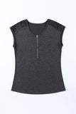 Zip Neck Lace Splicing Tee