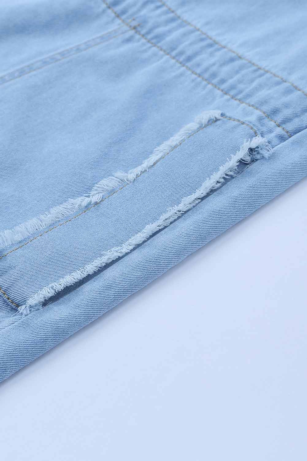 Chambray Pocketed Frayed Shirt