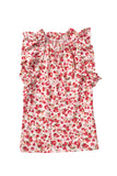 Floral Print Ruffled Mock Neck Sleeveless Top