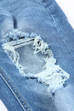 Cut Out Straight Leg Distressed Boyfriend Jeans