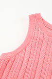 Cable Knit Ribbed Trim Sleeveless Crop Top