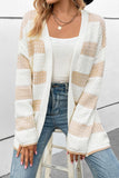 Textured Stripe Pattern Drop Shoulder Duster Cardigan