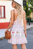 Floral Ruffled Spaghetti Strap Mini Dress