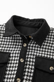 Parchment Houndstooth Corduroy Patchwork Flap Pocket Shacket