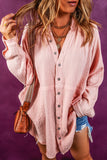 Oversized Crinkled Frayed Hem Tunic Shirt