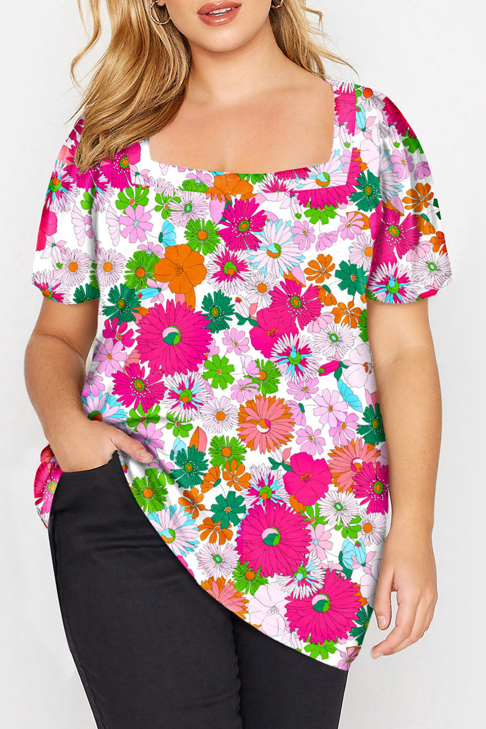 Floral Print Plus Size Kimono