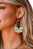 Boho Striped Print Wood Drop Earrings