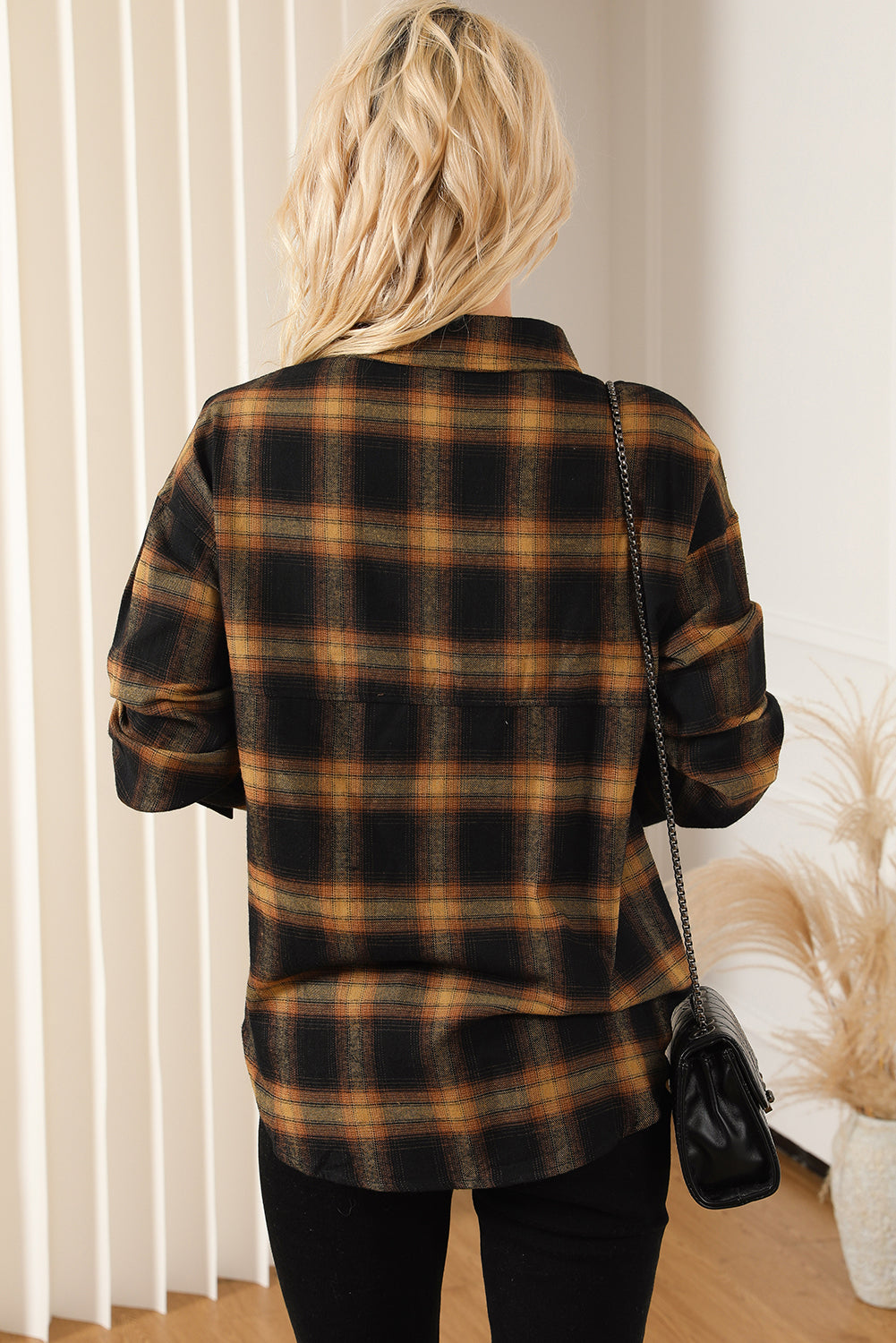 Plaid Pattern Flap Pockets Csual Shirt