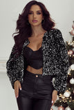 Golden Fleece Sequined Open Front Cropped Jacket