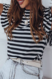 Stripe Print Tiered Ruffled Sleeve Tee