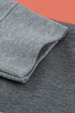 Sweat-shirt Gris à Col Rond Colorblock Grande Taille