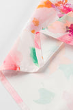 Multicolor Watercolor Floral Square Neck Ruffle Sleeve Blouse