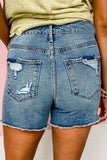 Raw Hem High Waist Denim Shorts