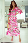 Surplice V Neck Floral Maxi Dress