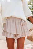 High Waist Frilled Wide Leg Casual Shorts