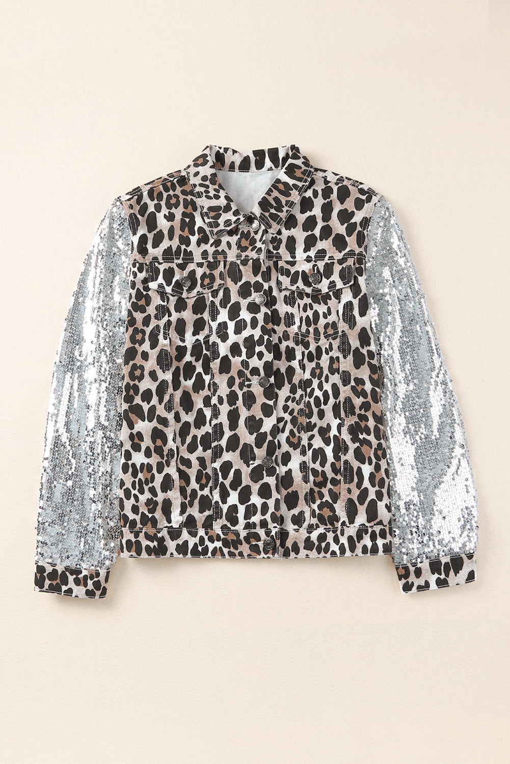 Print Sequin Patchwork Long Sleeve Jacket