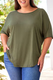 T-shirt ample vert grande taille avec dos évidé