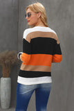 Pull en maille color block orange