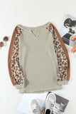 Mocha Print Waffle Knit Long Sleeve Top