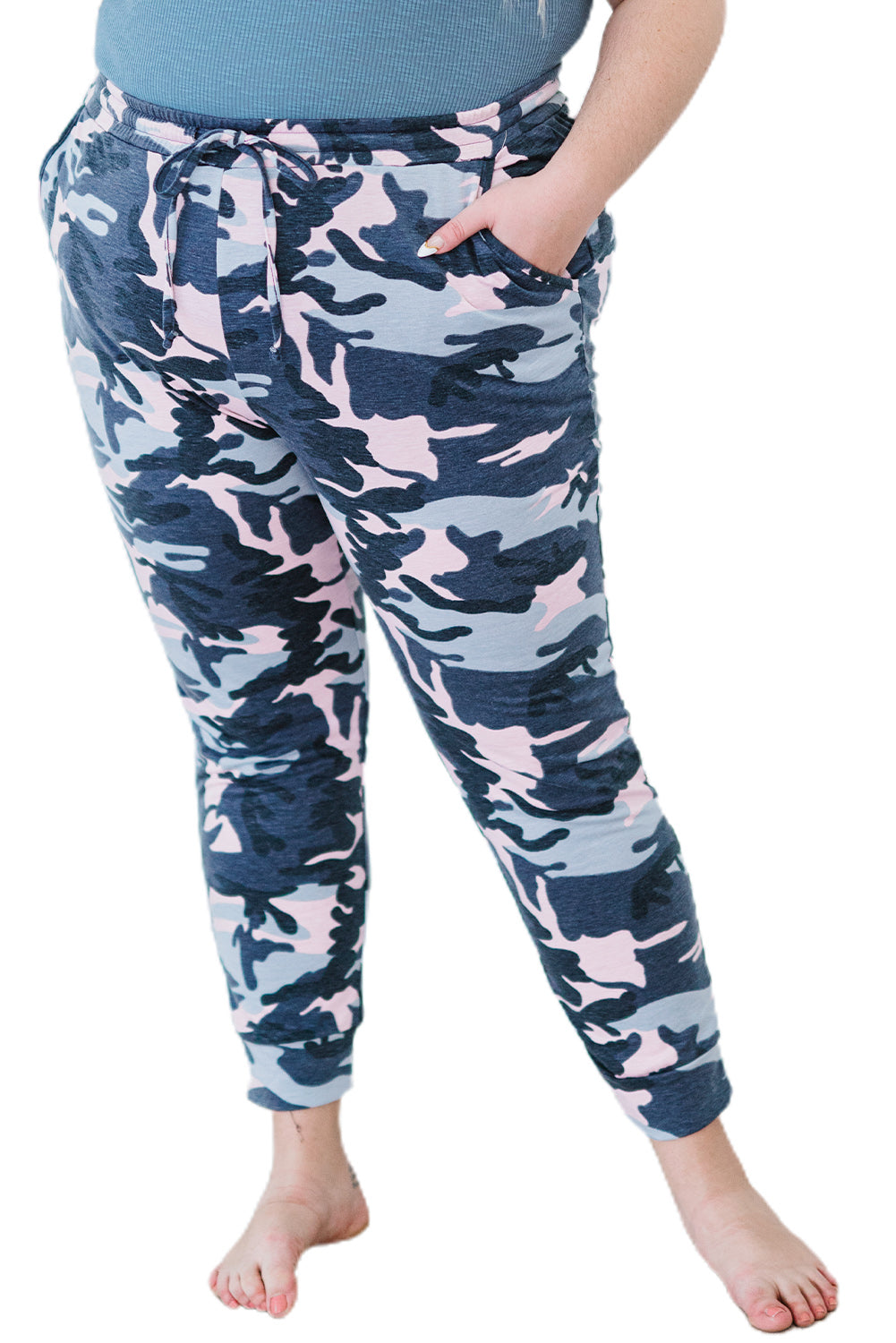 Plus Size Camo Knit Jogger Pants