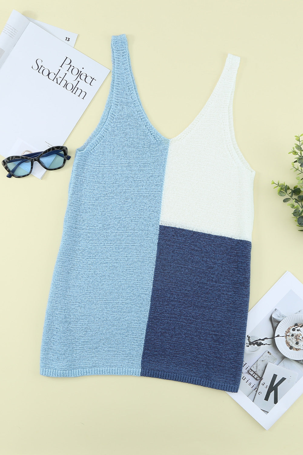 Color Block Knitted Tank Top