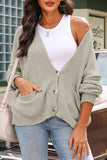 Buttons Front Pocketed Sweater Cardigan