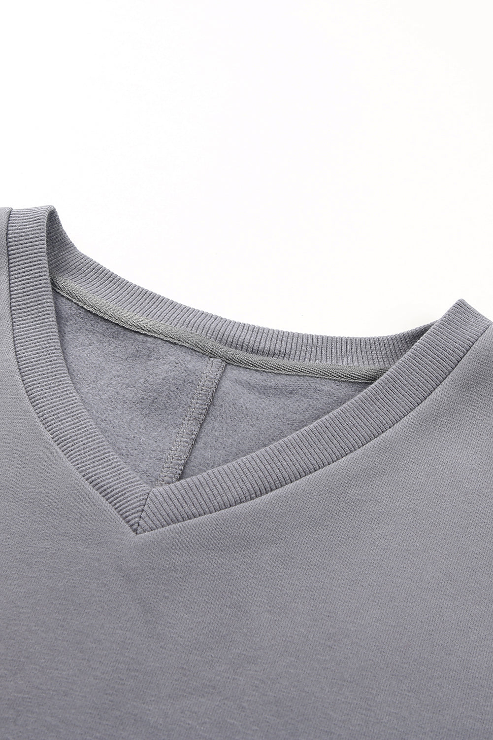 Ribbed V Neck Drop Shoulder Sweatshirt