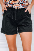 Solid Color Drawstring Frayed Hem Pocketed Shorts