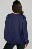 Parchment Solid O Neck High Low Hem Pullover Sweatshirt