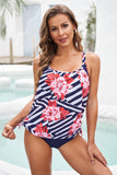 Pink Printed Lined Tankini Swimsuit