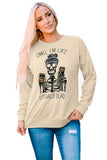 Halloween Skeleton Letter Print Crew Neck Pullover Sweatshirt