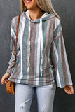 Striped Drop Shoulder Textured Knit Hoodie