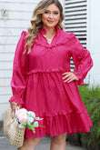 Plus Size Ruffled Bubble Sleeve Dress