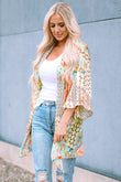 Multicolor Floral Open Sheer Shimmer Kimono