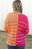 Multicolour Striped Color Block Loose Fit Knit Sweater