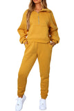 Ensemble de sport jaune avec sweat-shirt et pantalon de survêtement à demi-zip 