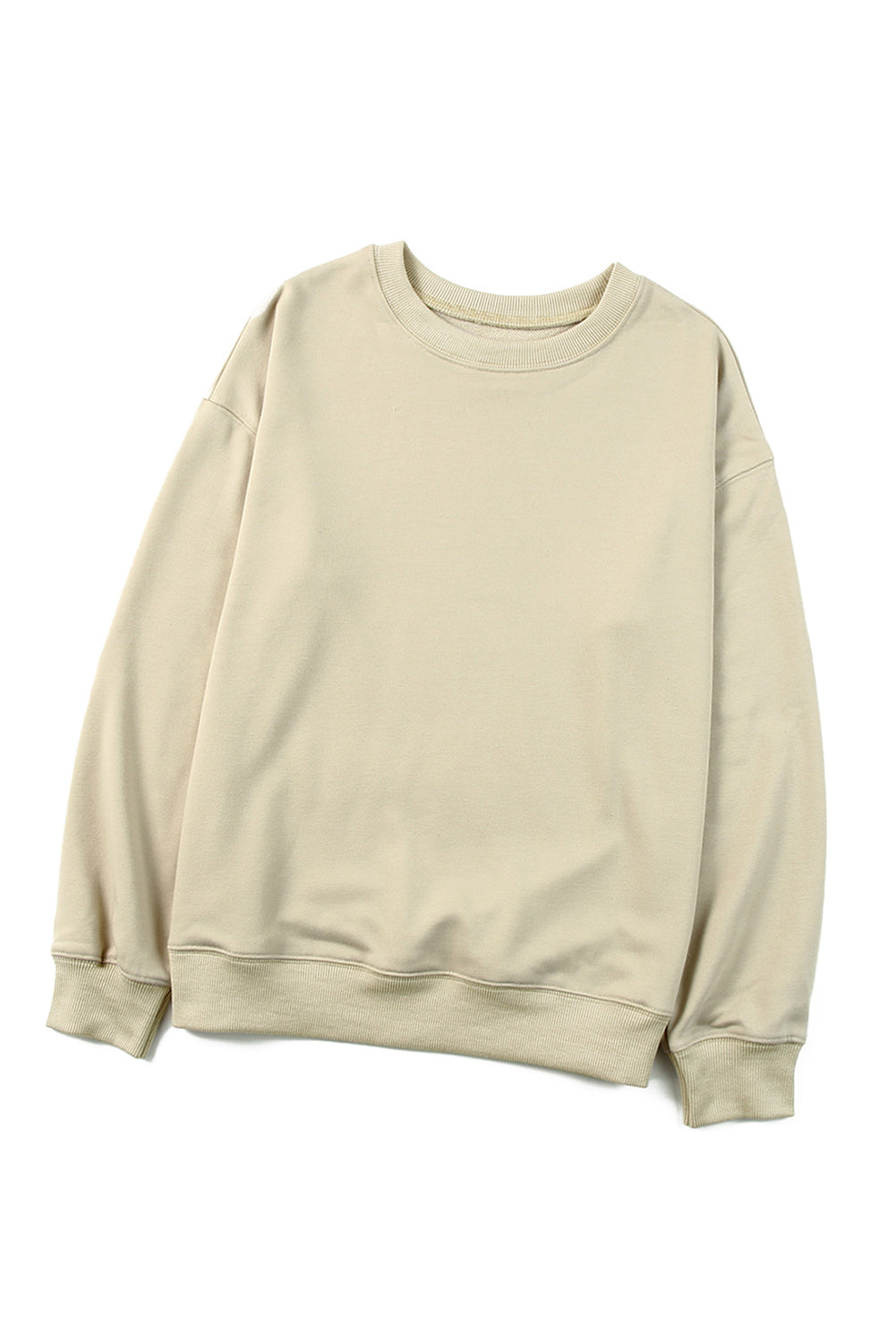 Orange Plain Crew Neck Pullover Sweatshirt