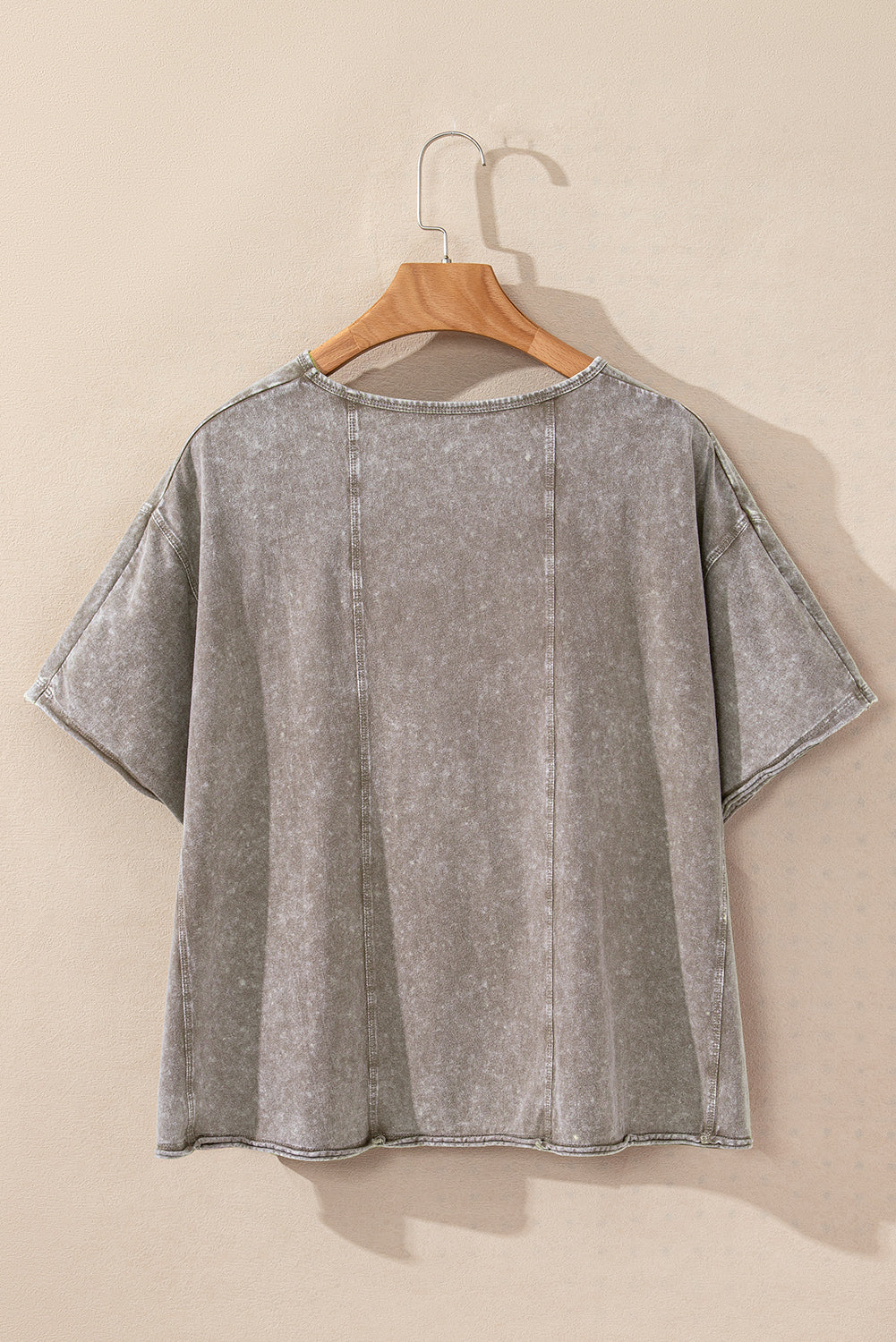 Gray Vintage Mineral Wash Splicing T-shirt