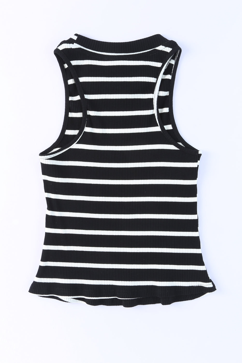 Striped Print Ribbed O-neck Sleeveless Top