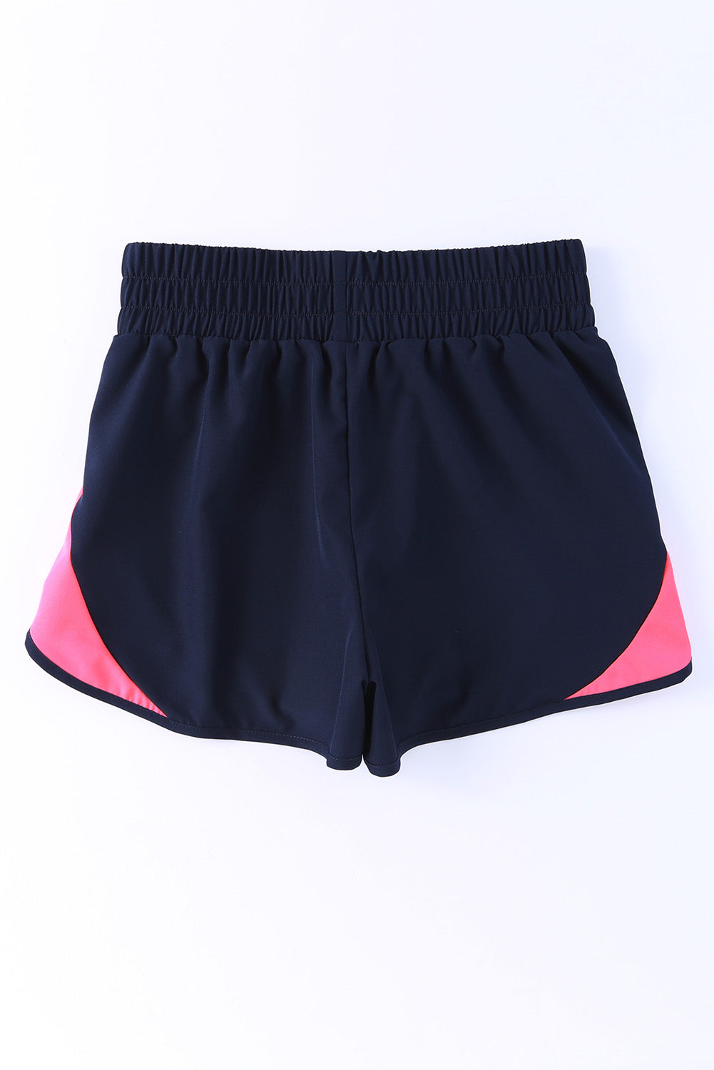 Short de sport smocké bleu à taille élastique 