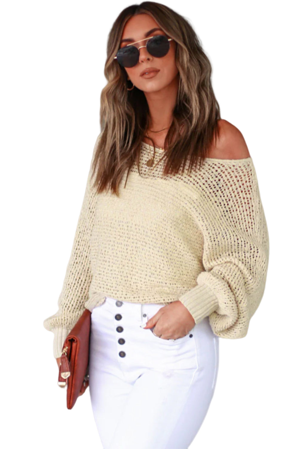 Sheer Openwork Knit Sweater