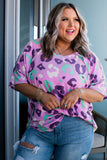 Leopard Kiss Print Plus Size Short Sleeve Tee