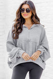 Ultra Loose Dolman Sleeve Quarter Zip Sweatshirt