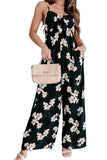 Tie Decor V Neck Floral Wide Leg Jumpsuit