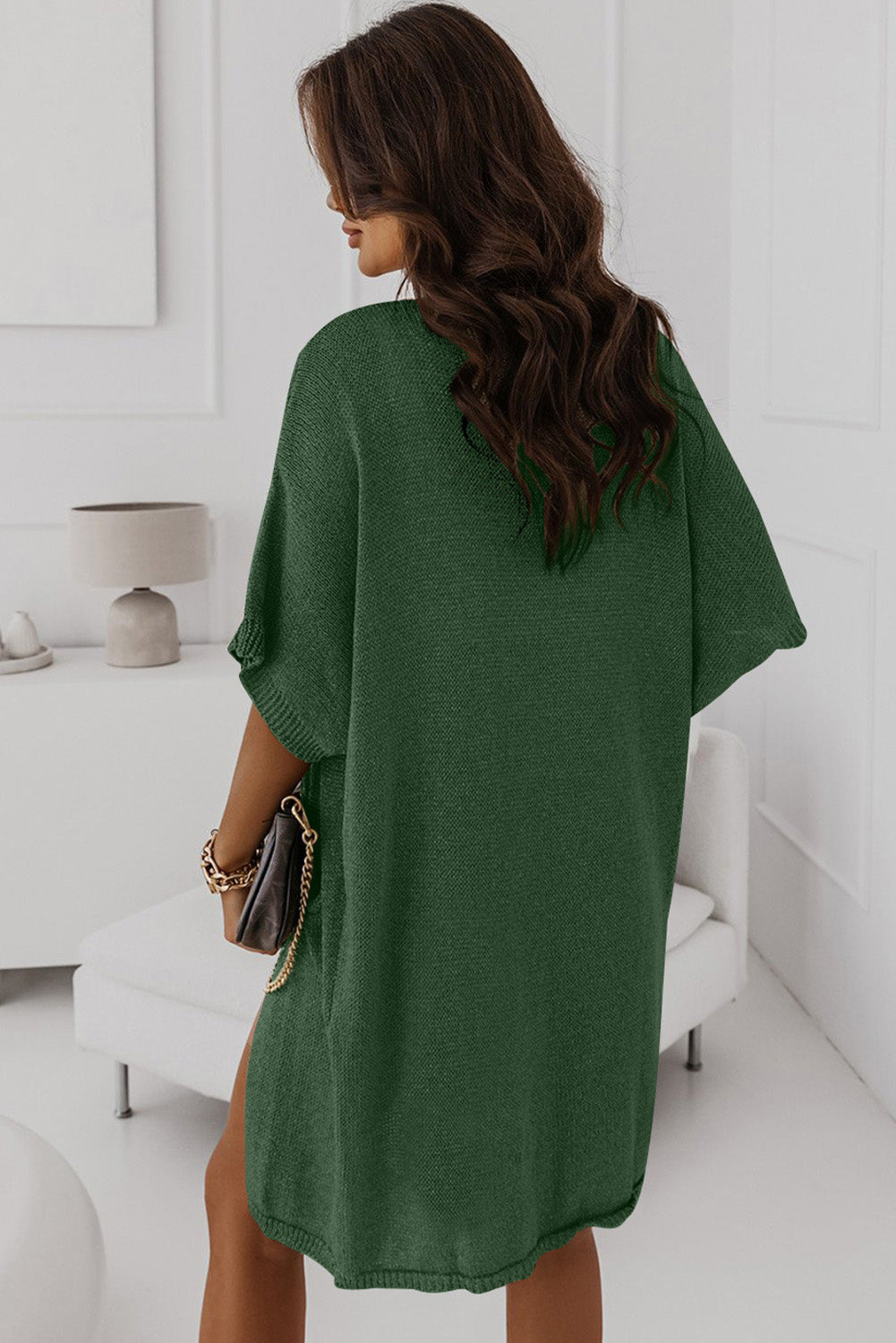 Khaki Pocketed Knit Dolman Sleeve Cardigan