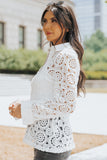 Crochet Lace Hollow-out Turn-down Collar Shirt