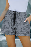 Camouflage Print Drawstring Casual Elastic Waist Pocketed Shorts