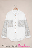 Leopard Patchwork Corduroy Buttoned Shirt Jacket